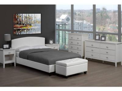 Leatherette Fabric Platform Bed in White - T2350 (W)