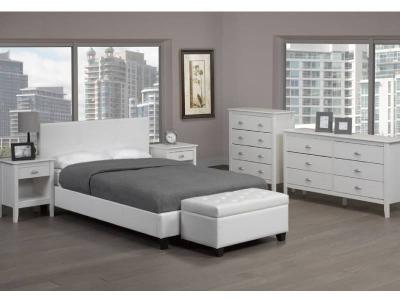 Bonded Leather Platform Bed in White - T2358 (W)