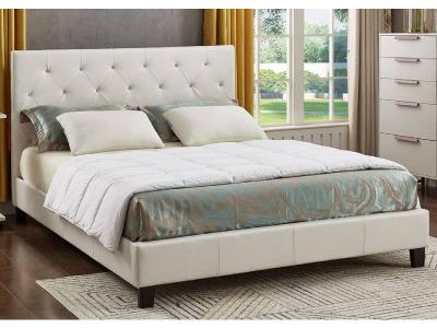 Bonded Leather Platform Bed in White - T2366 (W)