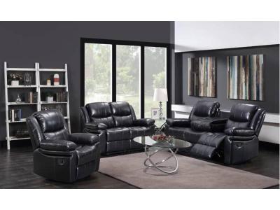 Modern Leather Recliner Sofa Set - LS_8072-Black
