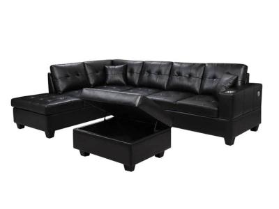 Modern Leather Sectional Sofa - LS_FF01-BL