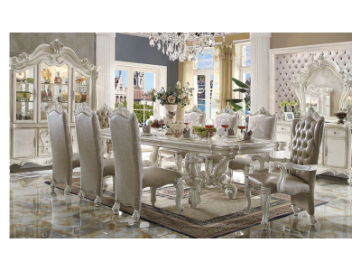 Dining Table with Glass Table Top in White - LS_9138_