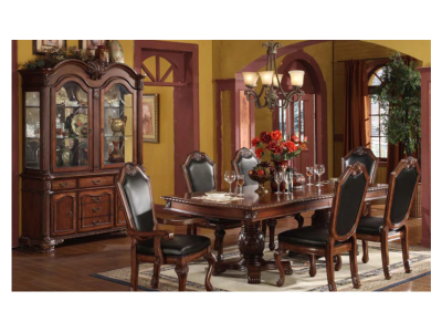 Six-Seater Dining Table Set in Dark Walnut Color - LS_640 PU