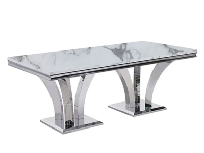 Dining Table with Silver and White Finish - LS_1767 W