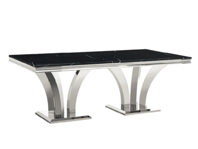 Dining Table with Silver and Black Finish - LS_1767_BLACK