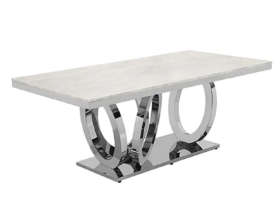 Dining Table with Silver and Ivory Finish - LS_980 IVORY WHITE