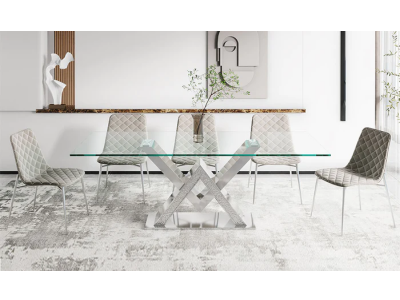 5 Seater Dining Table with Stainless Steel Base - LS_2055