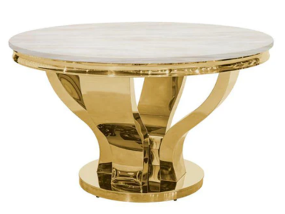 Dining Table with White Italian Marble Table Top - LS_879 GOLD