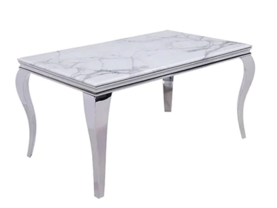 Six Seater Dining Table with Marble Table Top - LS_902 SILVER