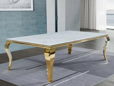 Six Seater Dining Table with Marble Table Top - LS_902 GOLD