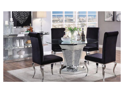 Four Seater Dining Set with the Clear tempered Glass Table Top - LS_GS04