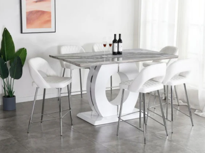 Dining Table with White and Grey Shade Marble Top -  LS_2001 W
