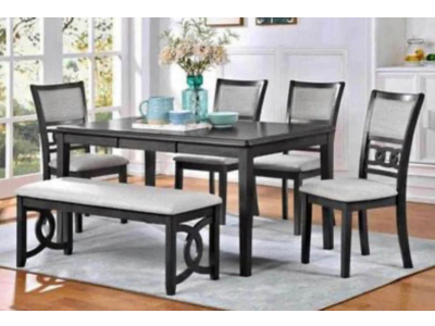 Six Seater Dining Table Set with four Chairs and a two Seater Couch - LS_D003