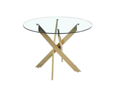 Tempered Glass Top Table in Clear Glass Gold Stainless Steel - LS_1523 GOLD
