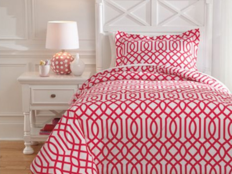 The Lexann Pink/White/Gray Twin Comforter Set is available at