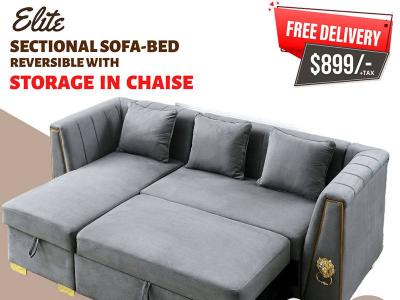 Elite Sectional Sofa Bed Reversible with Storage in Chaise