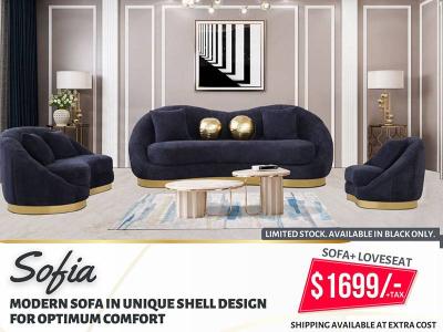 Sofia Modern Sofa in Unique Shell Design for Optimum Comfort
